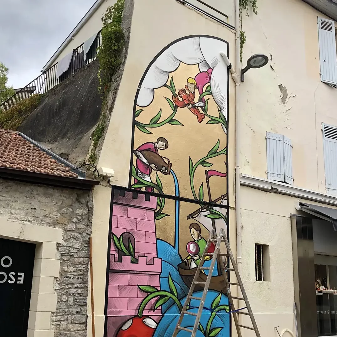 Fresque de Jérôme Rasto pour le Festival de street-art Muralis de Dax.