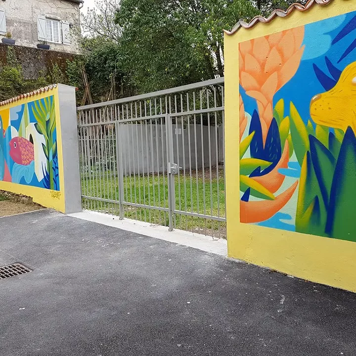 Gilbert Mazout, fresque murale pour le festival Muralis de Dax.