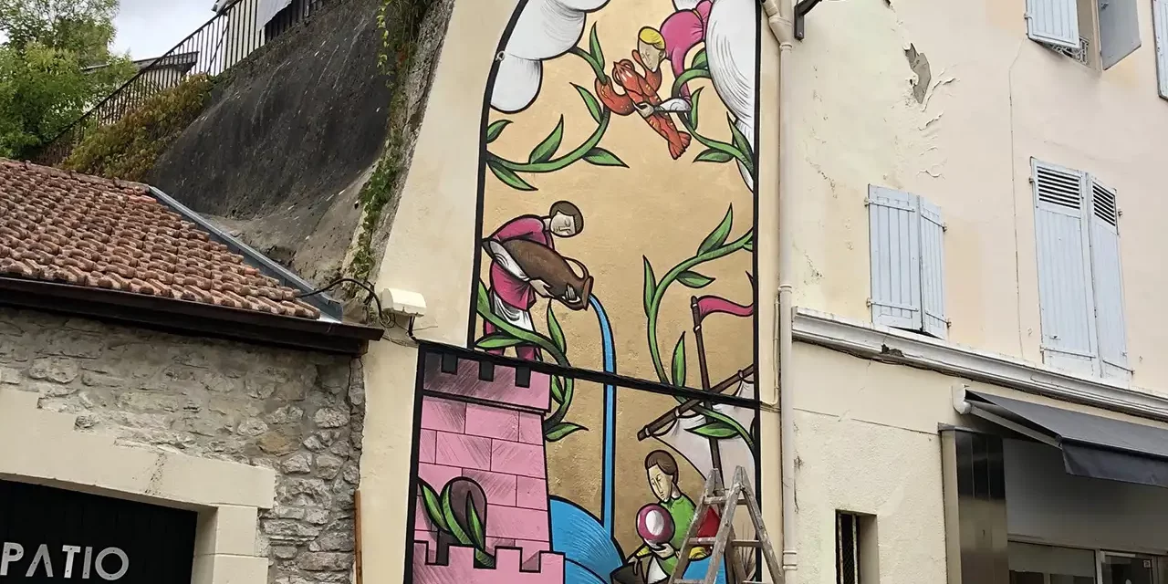 Fresque de Jérôme Rasto pour le Festival de street-art Muralis de Dax.