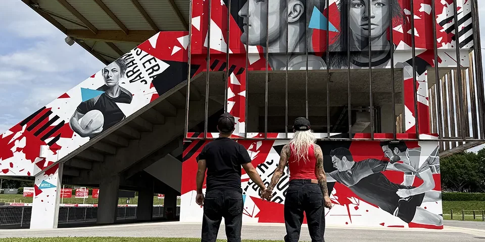 Fresque réalisée sur la tribune 1904 du Stade de rugby Maurice Boyau à Dax.
