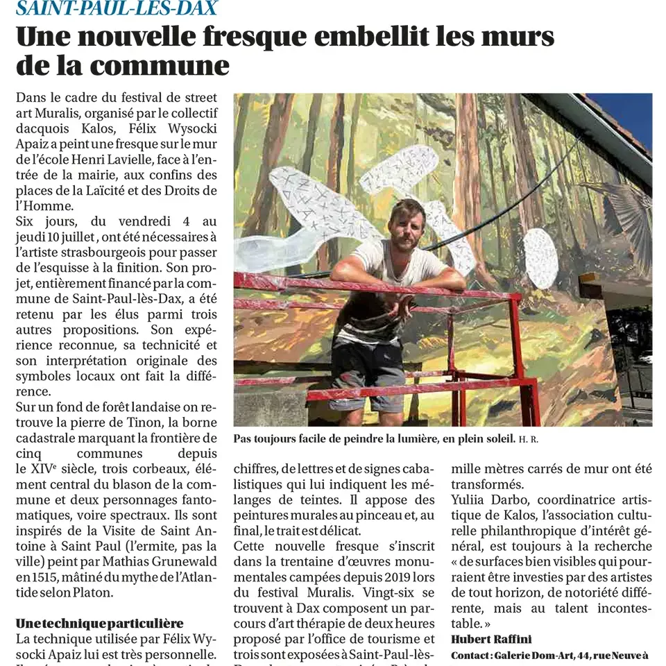 Une nouvelle fresque embellit les murs de Saint Paul Lès Dax.