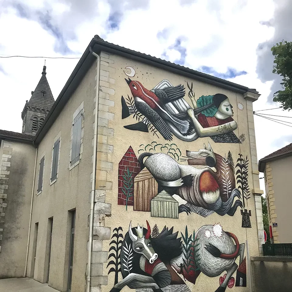 Fresque de Loraine MTI, street artiste à Dax.