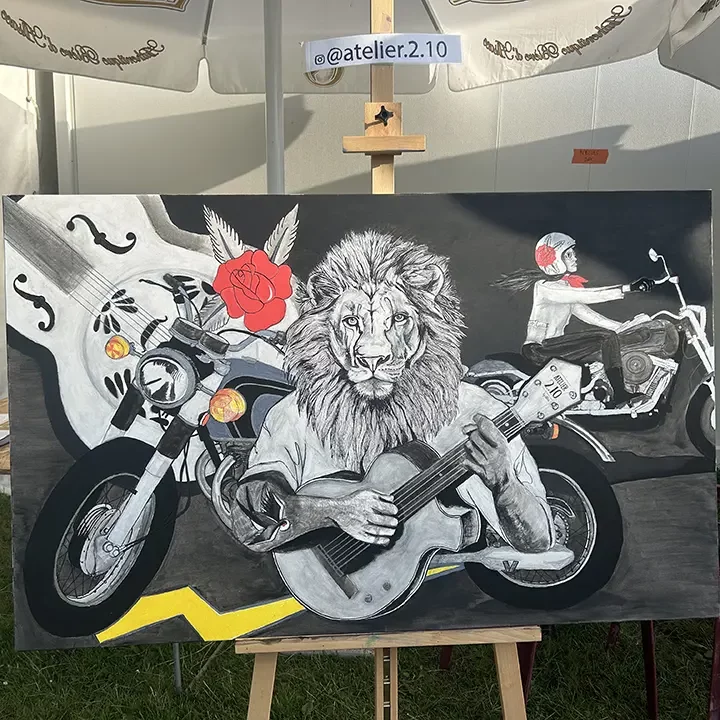 Peinture d'Alice Dumortier au Live Painting du Motors n' Blues de Dax.